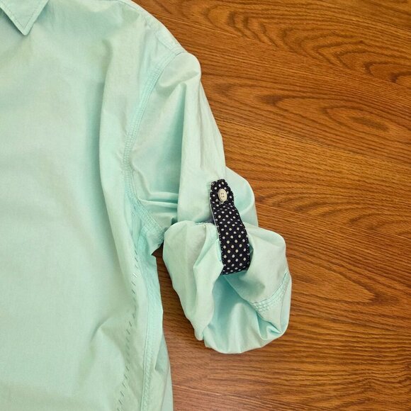 Robert Graham Button Down Shirt Men's Medium Turquoise Long Sleeve Contrast Cuff - Picture 12 of 15